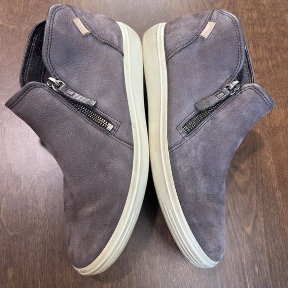 ECCO Soft 7 Low Bootie Women's Size 8 (EU 38) Nubuck Leather Gray Casual Zip - Picture 10 of 14